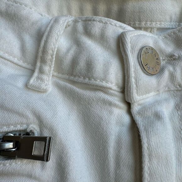 Zadig & Voltaire Ava Denim Straight Slim Fray Ankle Jeans Judo White Size 26 - Picture 6 of 10